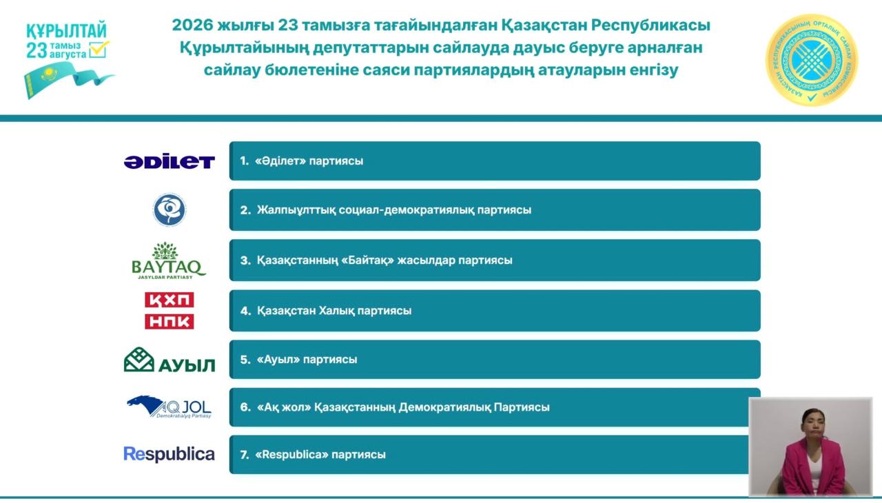 Орталық сайлау комиссиясында жеребе тарту өтті: саяси партиялар сайлау бюллетенінде қандай ретпен ор